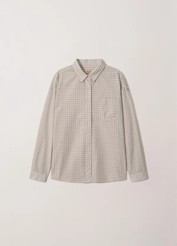 Organic Cotton Check Shirt (Light Gray) Fabric from Japan