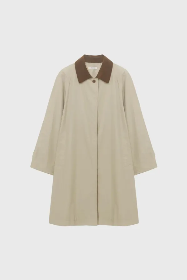Suede combination half trench coat