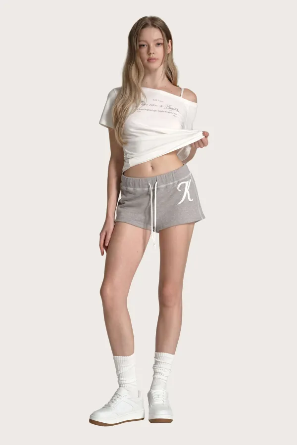 Pure cotton one shoulder top, White