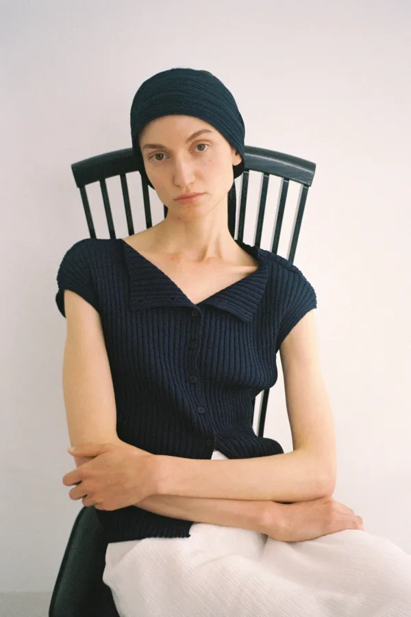 Claire Boat-neck Cardigan (navy)