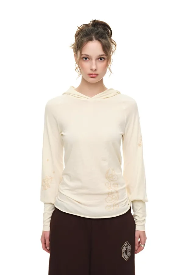 SHEER SLIM-FIT HOODIE (IVORY)