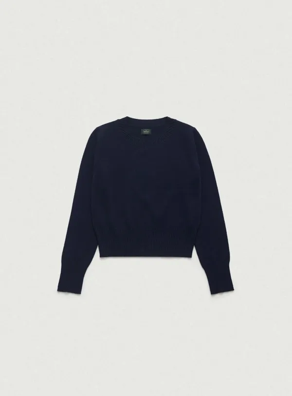 Plain Cashmere Round Knit_Navy