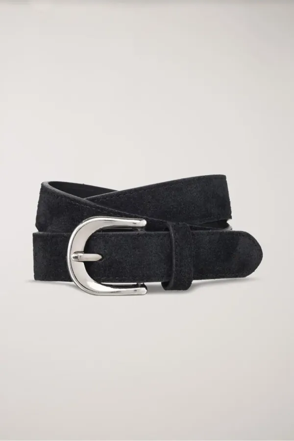 D-BUCKLE SUEDE BELT BLACK