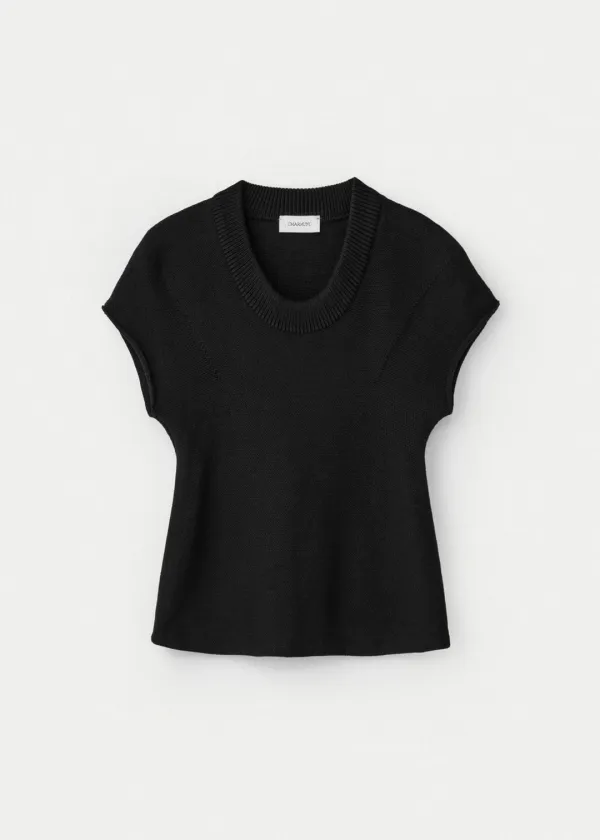 Pure Cotton Sleeveless U Neck Pullover_Black