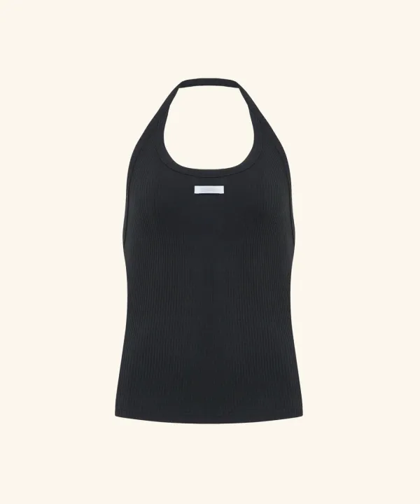 [6/16 순차배송][6th Restock] Letters Label Halterneck Top ( Black )