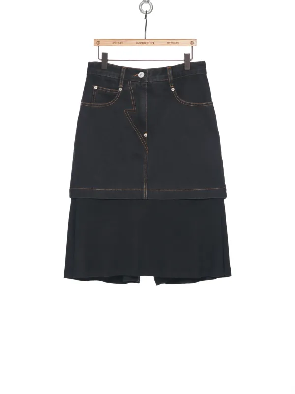 SS25 BLACK DETACHABLE DENIM SKIRT