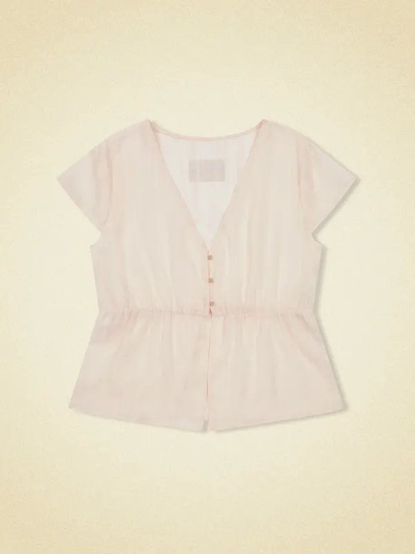 veil blouse - peach ivory