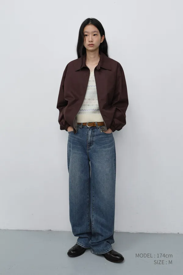 UNISEX COLLARED BLOUSON JACKET BROWN_UDJU6C112W2