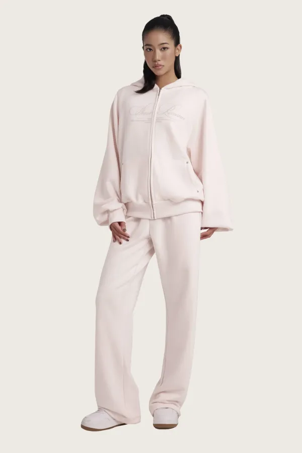 Sheer Romance Oversized Hooded Zip-Up, Pink