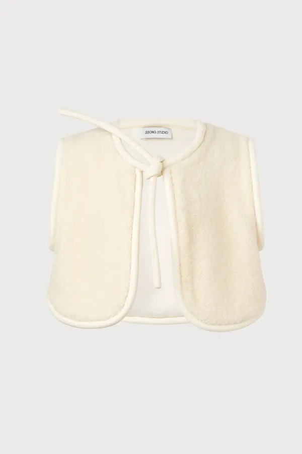 Part.7 Boucle trimming vest (ivory, black)