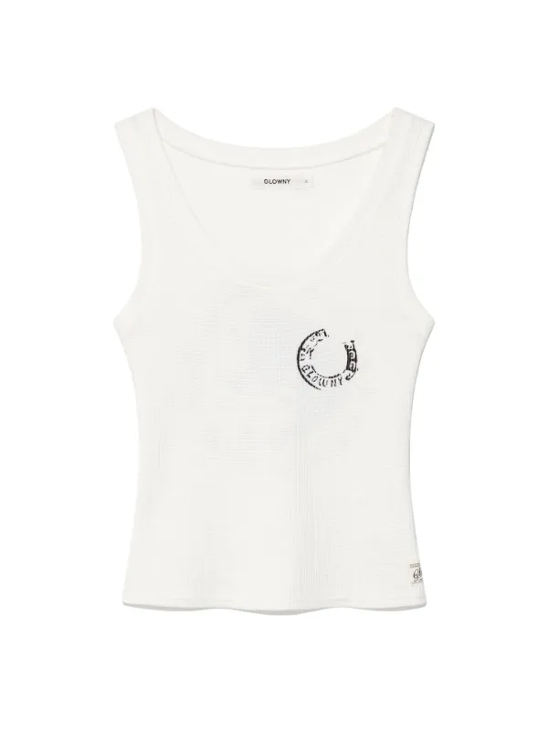 ROCKY WAFFLE SLEEVELESS TOP (WHITE)