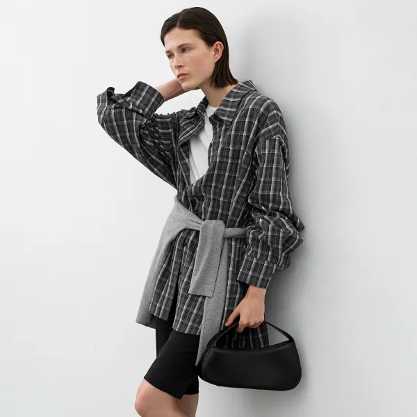 (BL-4368)ESSENTIAL WASHING CHECK RELAXED SHIRT