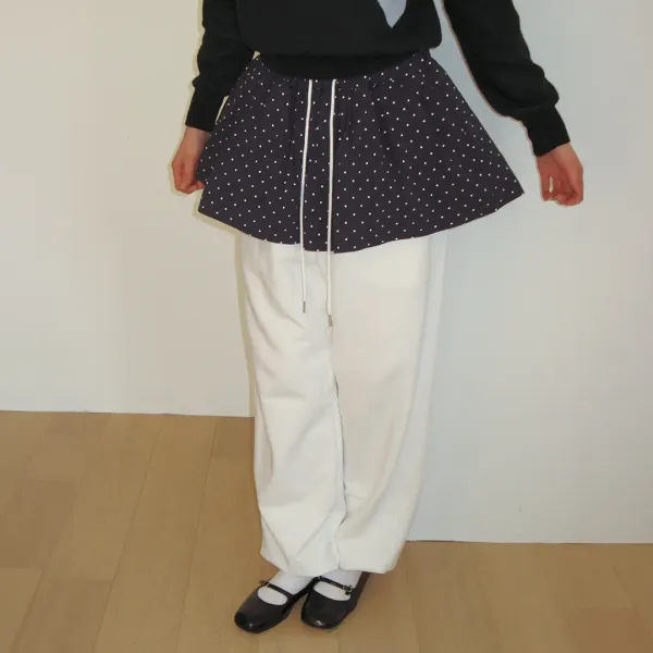 LAYERED SKIRT TRAINING PANTS WHITE
