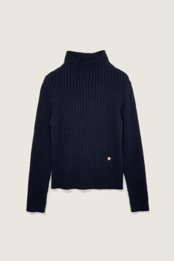 Ribbed turtleneck knit (네이비)