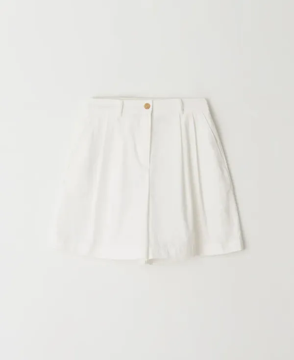 Double tuck wide half-pants_WHITE
