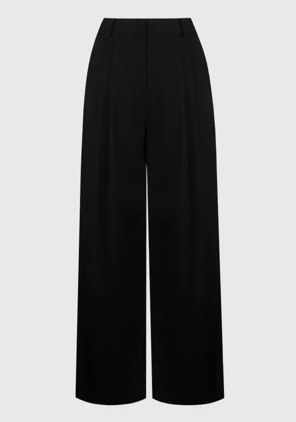 Kelly Pintuck Wide Slacks Black