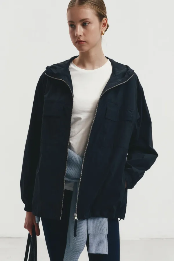 UNISEX HOODED WIND BREAKER DARK GREY_UDJU4A113G3