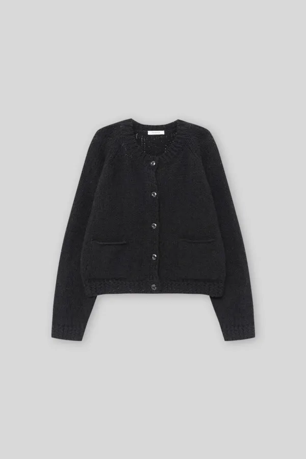 Weave cotton cardigan (black)