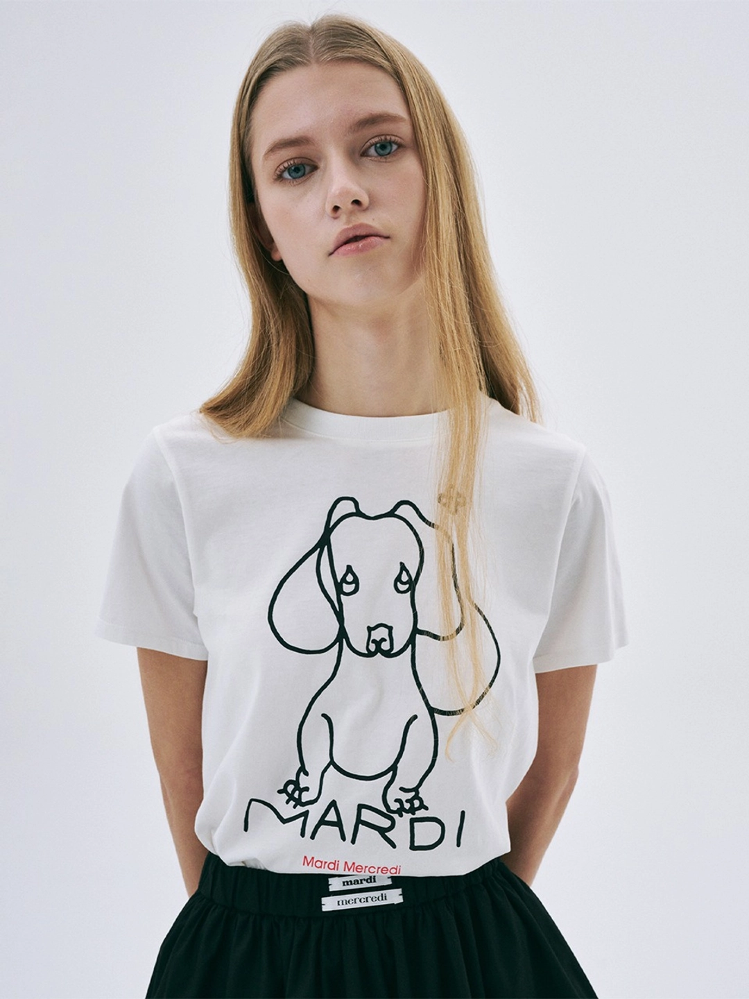 마르디 메크르디 SLIM TSHIRT DDANJI CH.02_IVORY BLACK 상품 이미지 1