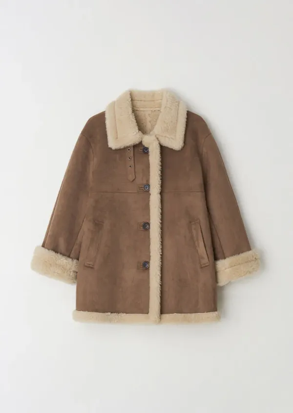 suede mustang coat-brown