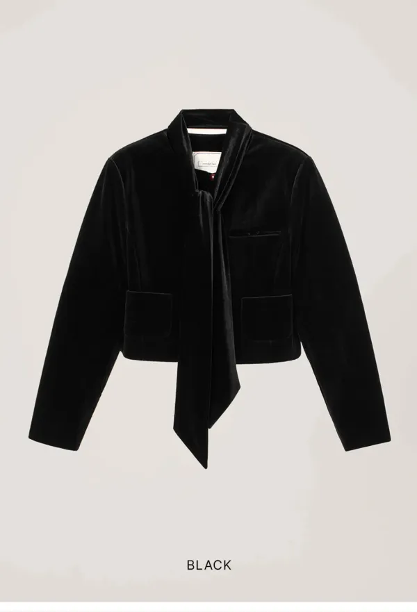 VELVET TIE JACKET _BLACK