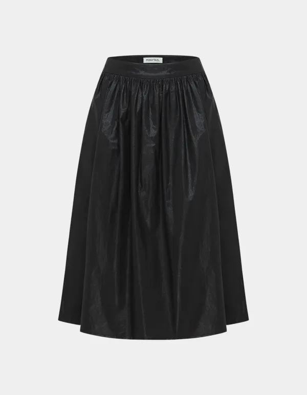 Moana Cotton Shirring Skirt (Black Stone)