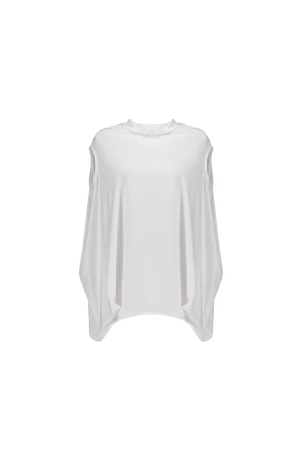 OVAL COWL NECK TOP (WHITE)