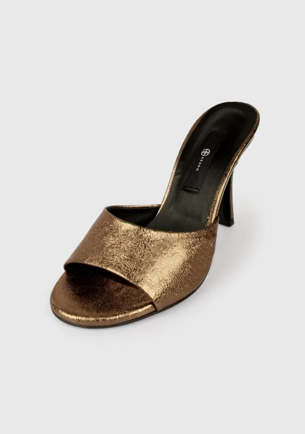 Open Toe Mule Gold