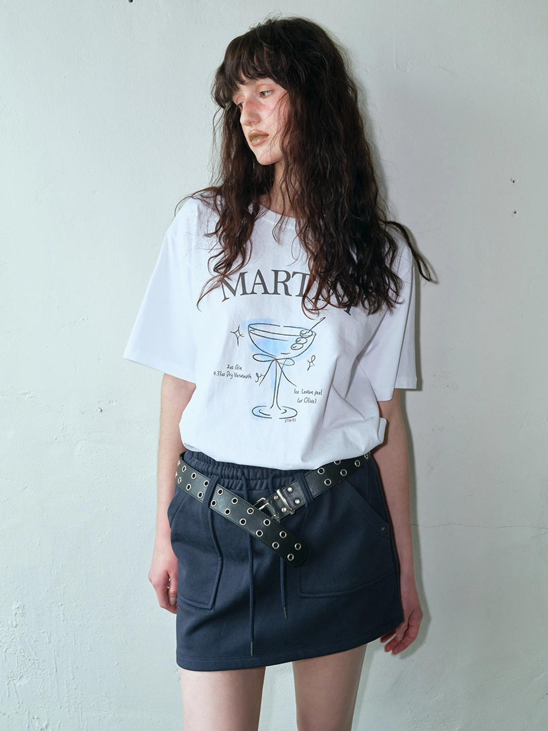 에트몽 Pocket Rivet Mini Skirt, Navy 상품 이미지 2