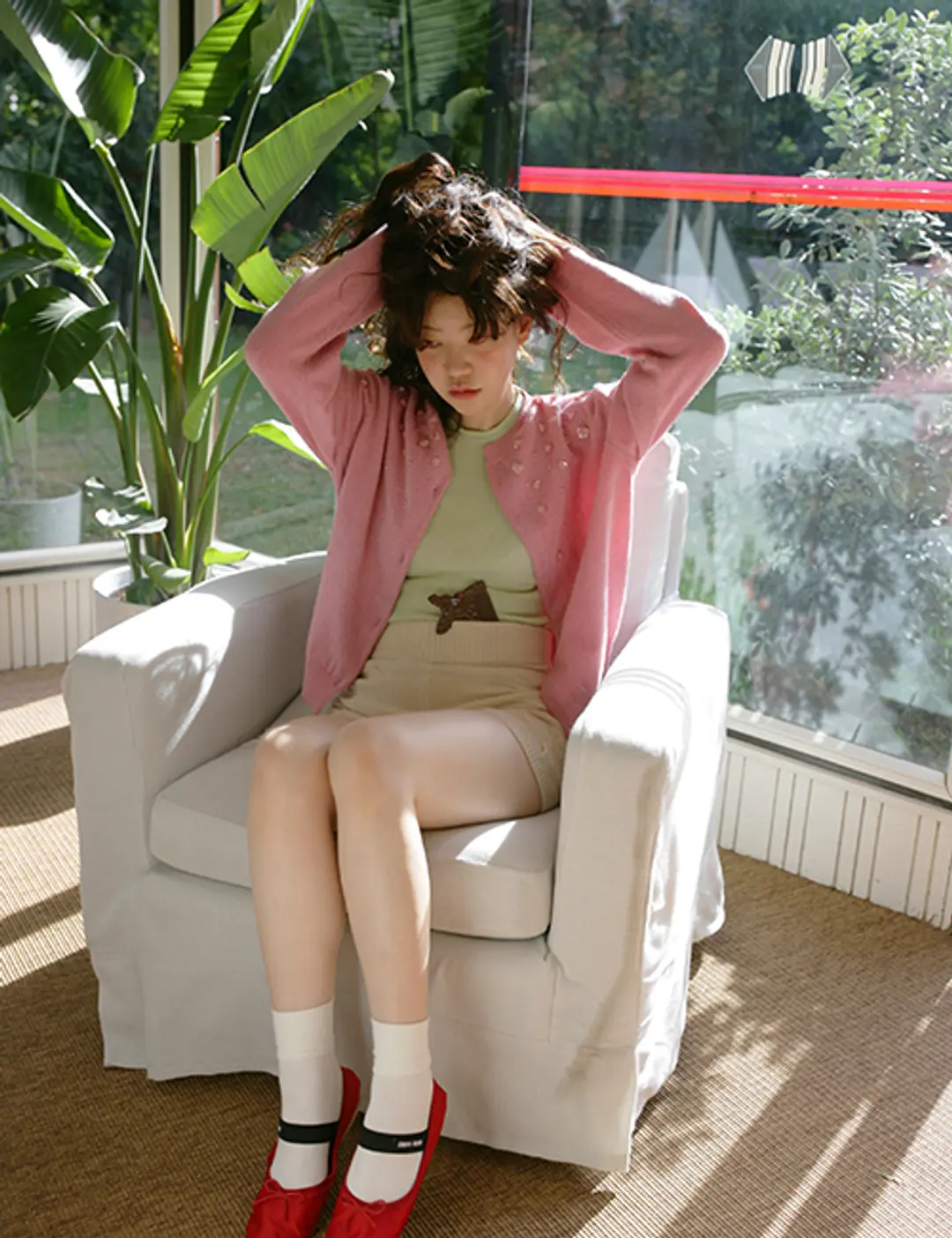 프레클 (handmade)beads flower cardigan in glitter pink 상품 이미지 2