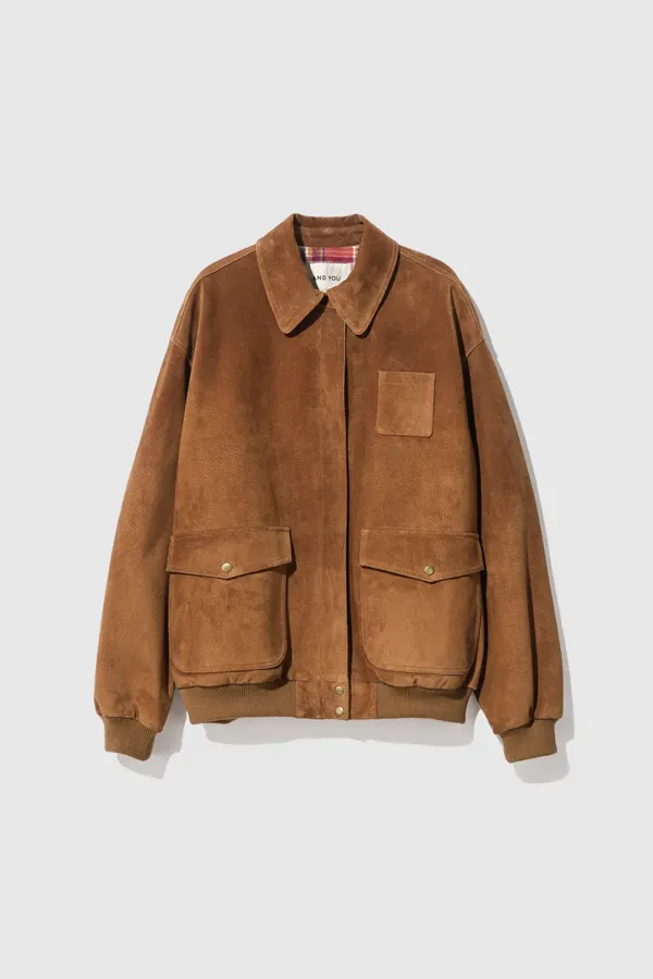 [REAL SUEDE]UNISEX 테겔 스웨이드 봄버 자켓 (Rust beige)