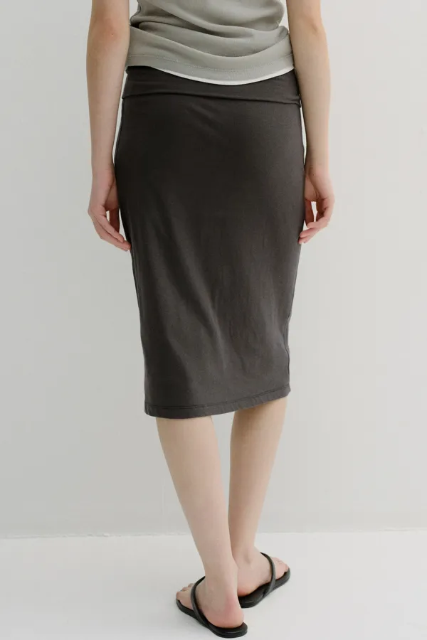 fold-over waist jersey skirt (charcoal)