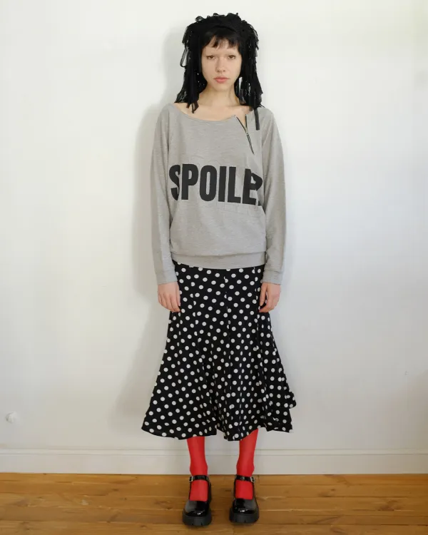 ZIPPER BOAT NECK SWEATSHIRT, MELANGE GRAY