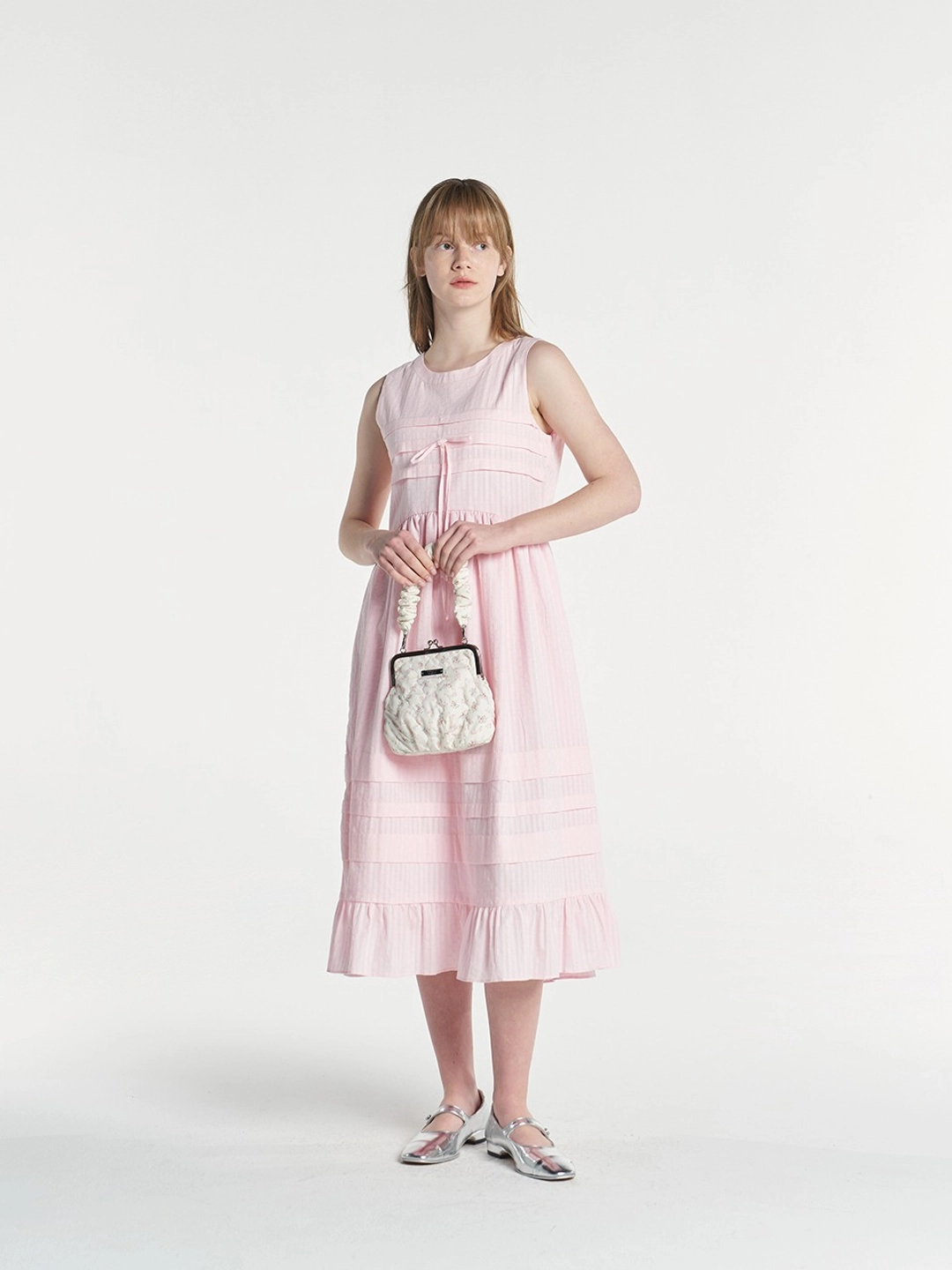 마가린핑거스 RIBBON PINTUCK DRESS (PINK) 상품 이미지 1