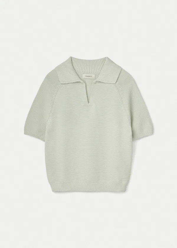 Pure Cotton Half Sleeve Collared Pullover_Mint