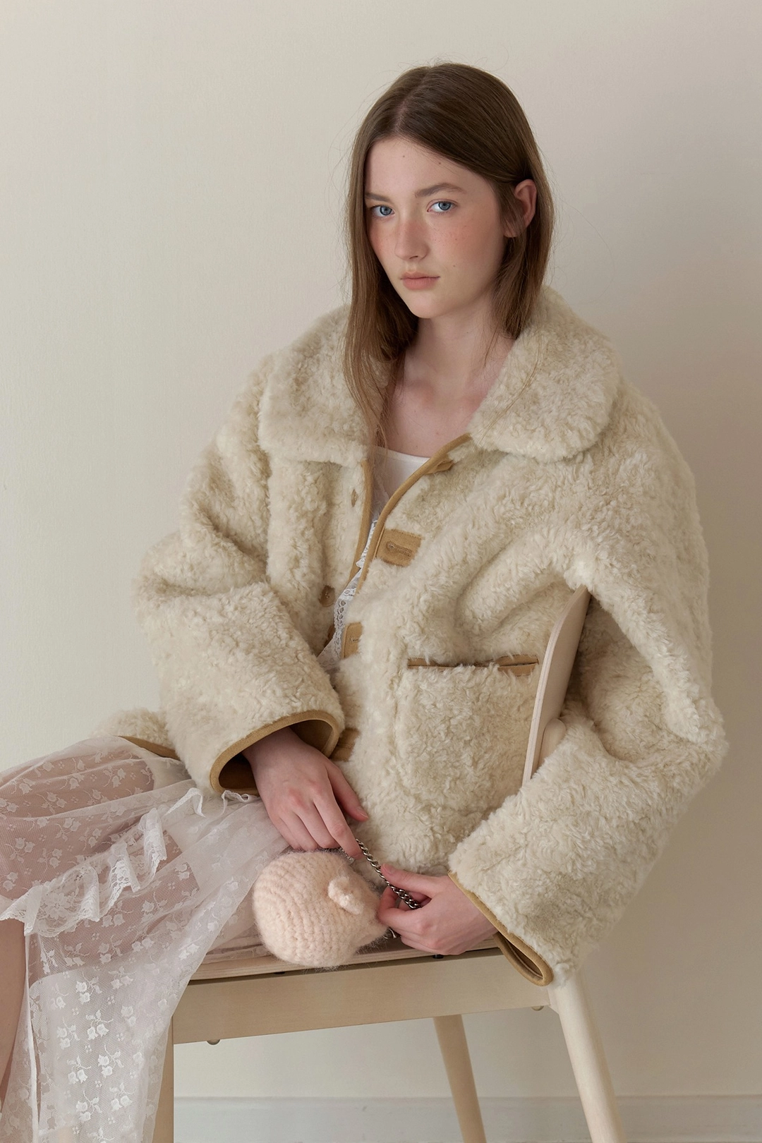 순수 (5th Re-stock) Lambie Shearing Jacket (Beige) 상품 이미지 1