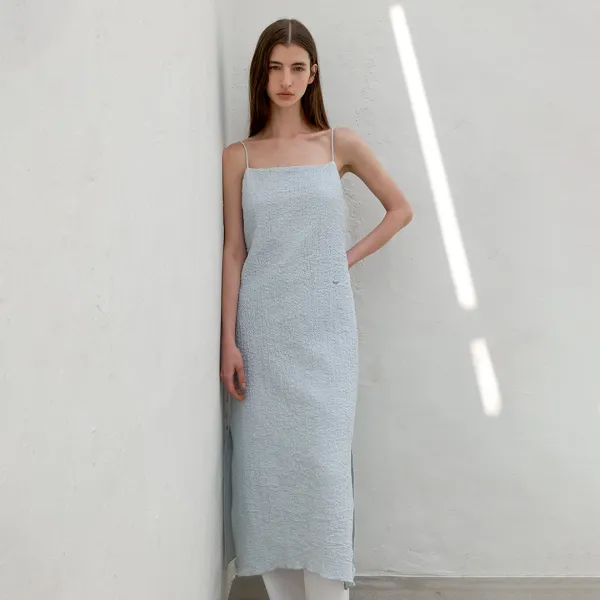 (OP-6266)WRINKLE SLEVESESS LONG ONE PIECE