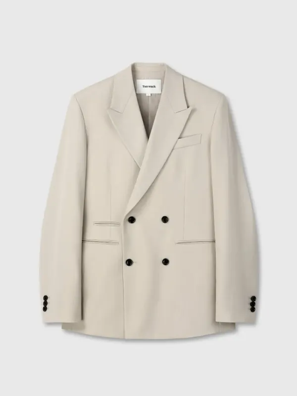 WOOL TWILL DOUBLE-BREASTED TAILORED BLAZER_ IVORY