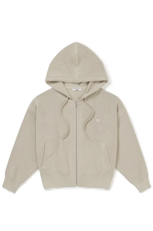 [25SS clove] Knit Hoody Zip-up (Light Grey)