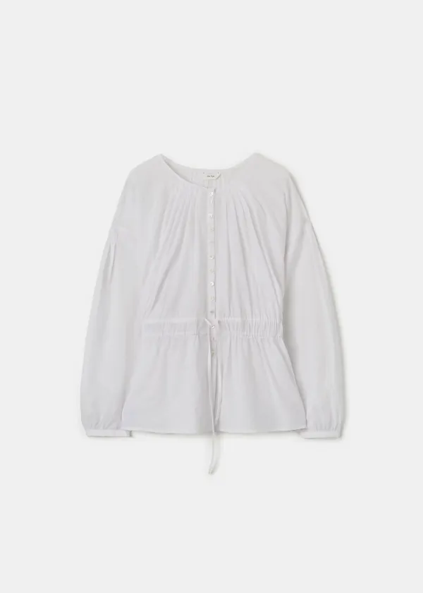Tuck Shirring Blouse(White)