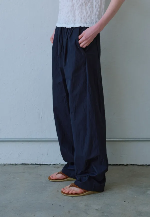 Crinkle string pants (navy)