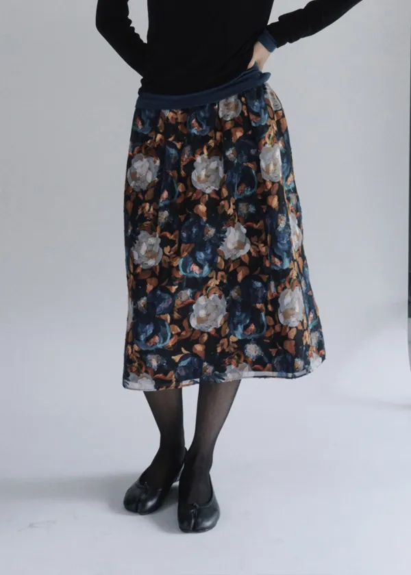 DUAL ROSE SKIRT [BLACK] - 주식회사 휘하우스