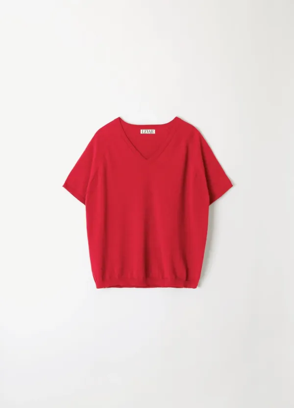 Fresh Cotton V-Neck Knit - Tomato Red