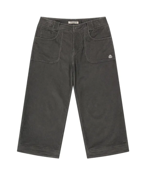 RUSTIC CORDUROY CAPRI PANTS CHARCOAL