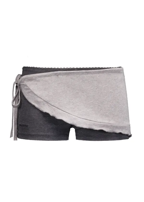 COCOA WRAP SKIRT-PANTS [DRAK GREY-CHARCOAL]