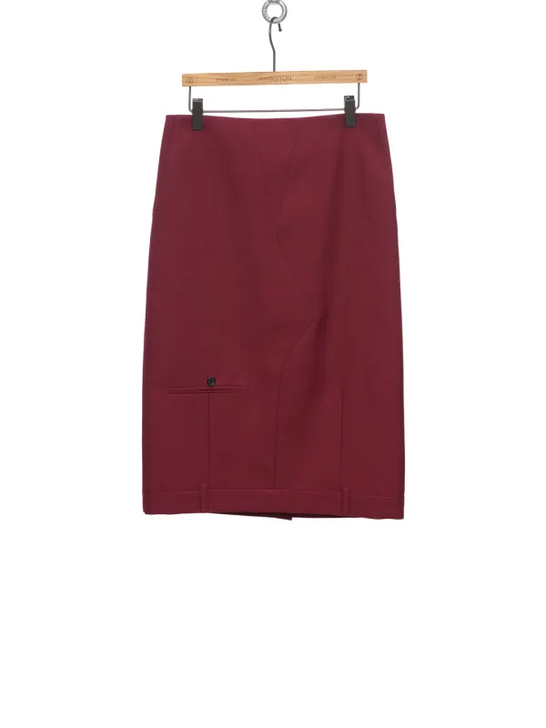PF25 RED TROUSER UPSIDE DOWN SKIRT