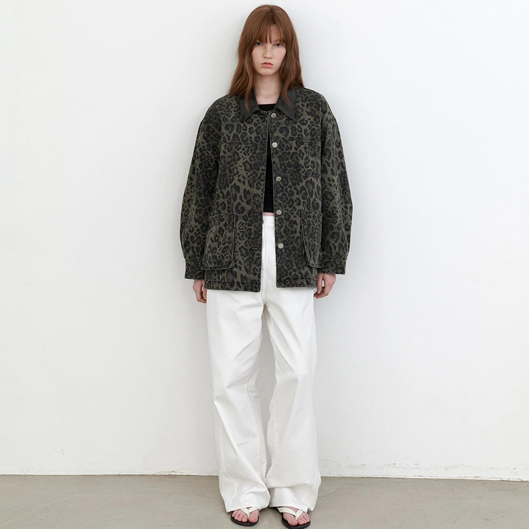 아뜰리에 나인 (JK-3067)LEOPARD WASHING DENIM JACKET 상품 이미지 2