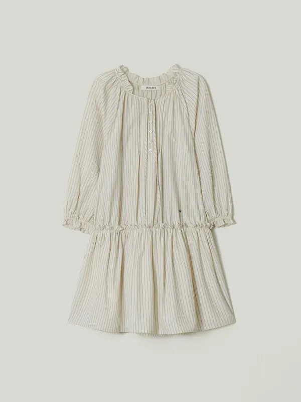 Pintuck Volume Dress Beige