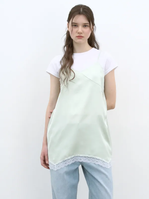 LACE SLIP DRESS - GREEN