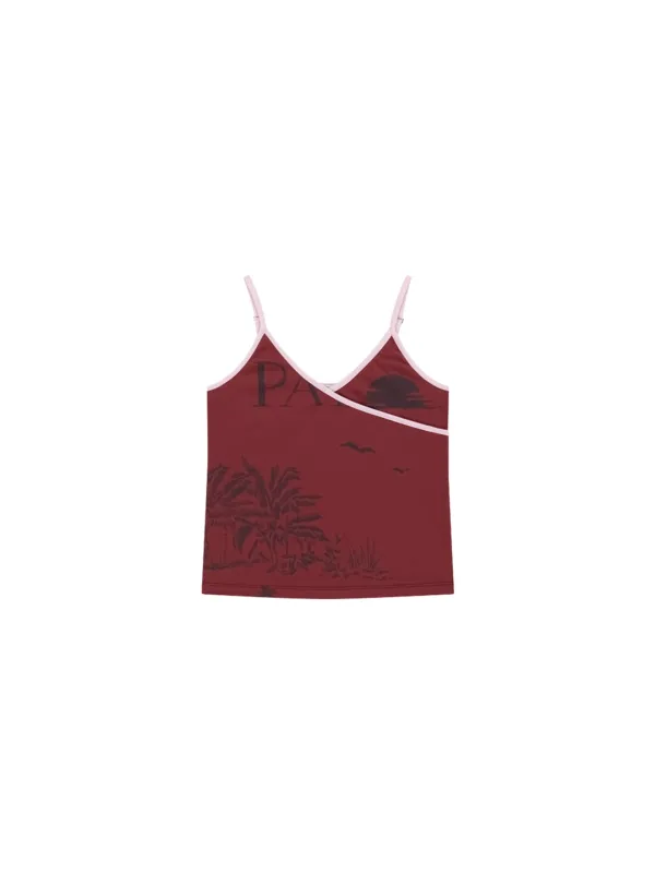 Scenery Wrap Tank Top Plum